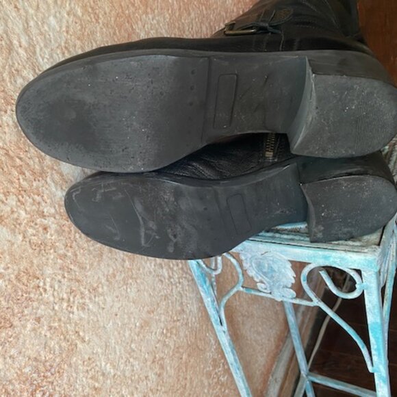 Anthropologie tall women's black leather riding style boots EUC, 9M - Picture 6 of 14